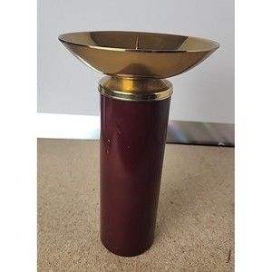 Vintage Ethan Allen Home Collection Accent Brass Burgundy Candle‎ Holder